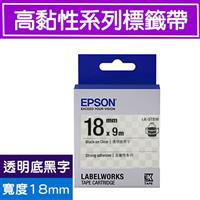 EPSON LK-5TBW S655410標籤帶(高黏性系列)透明底黑字18mm