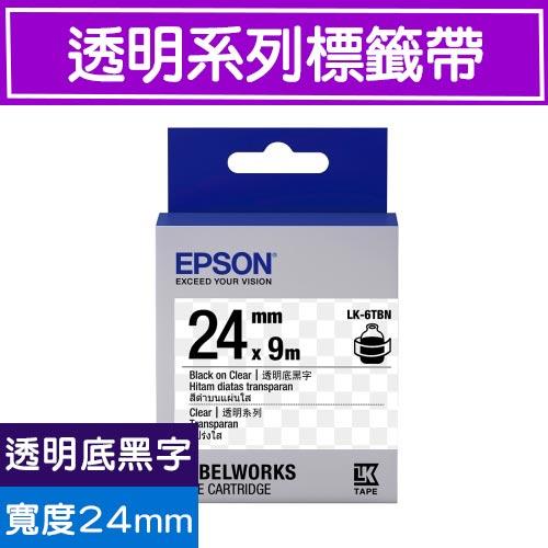 EPSON LK-6TBN S656406  標籤帶 透明底黑字24m