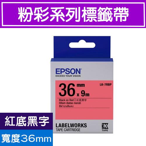 EPSON LK-7RBP S657402 標籤帶(粉彩系列)紅底黑字36mm